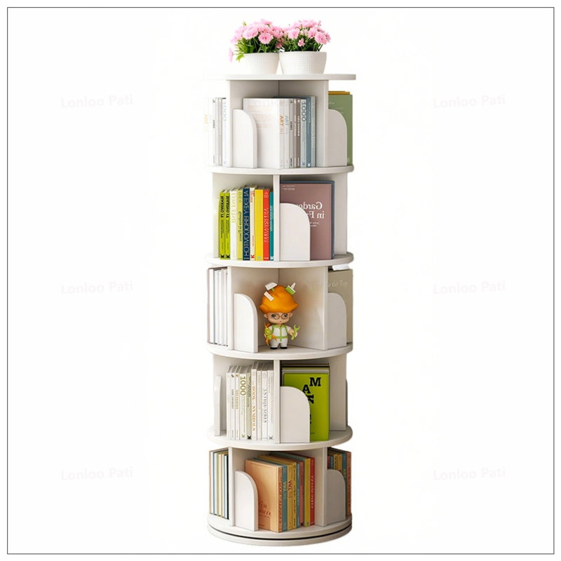 Bibliothèque rotative à 5 niveaux, étagère ronde à 360 °