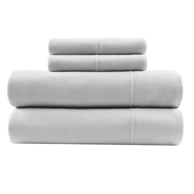 All Season Grey Queen Sheet - Cotton Blend Knit Warmth, 50% , Machine Washable, 1 Flat Sheet, Fitted 2 Pillowcases, Fits 16" Mattress, Cozy Nights Size Comfort, Includes And Up To Soft As Favorite