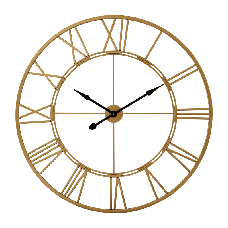 Oversized Roman Round Wall Clock, 43.5 Diameter, Gold
