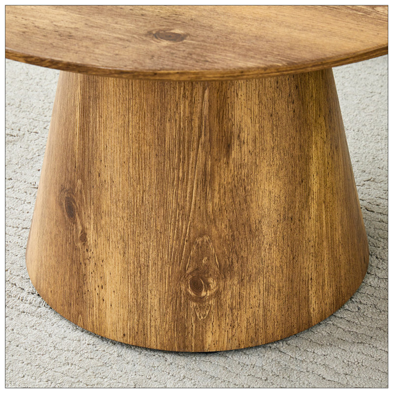 Table basse ronde en panneau de fibres à densité moyenne Wood Grain, H 13,8 po x l 23,6 po x P 23,6 po, Naturel