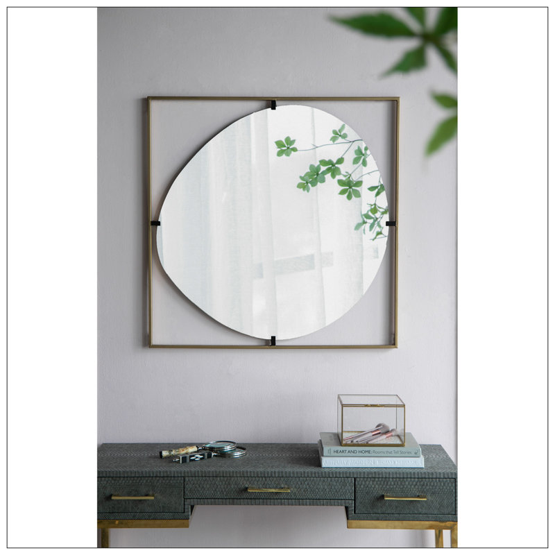 Miroir coquelicot avec cadre en métal de conception contemporaine pour salle de bain, décoration murale d'entrée