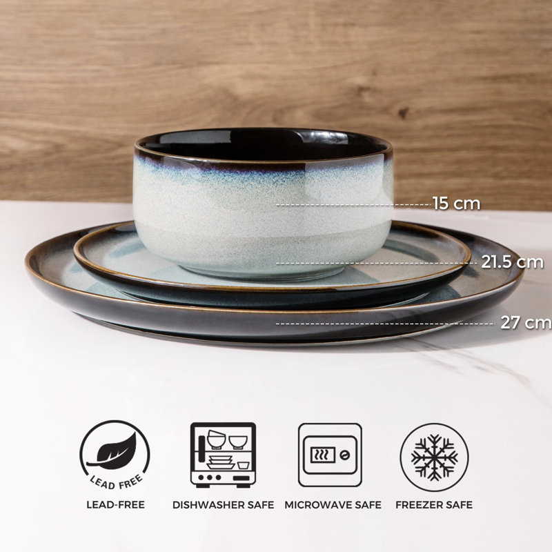 Rigoverto Piece Stoneware Dinnerware Set - Service for 6, Blue