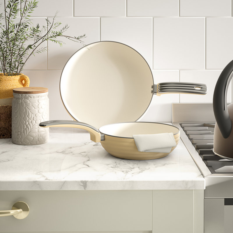Retro Ceramic Non-Stick Frying Pan, Cream