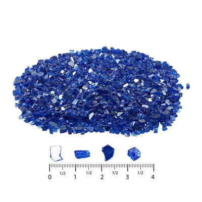 Verre de feu, roches de foyer résistantes aux températures élevées de 10 lb / 4,5 kg, roches de foyer en verre réfléchissant et sans fumée de 1/2 pouce / 12,7 mm, aménagement paysager en pierre très lustré pour table de foyer, bleu cobalt