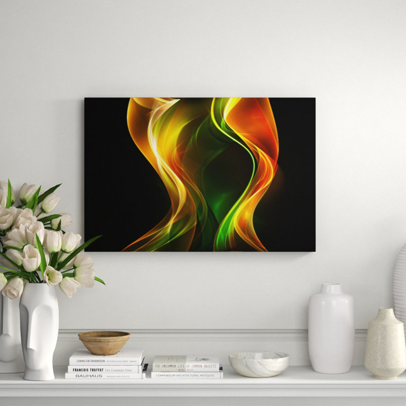 Flamme émeraude - impression sur papier, H 24 po x l 36 po x P 2,5 po, Acrylique