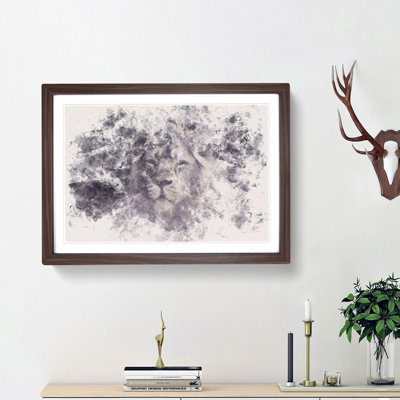 Lion in the Mist Watercolour - Picture Frame Graphic Art Print