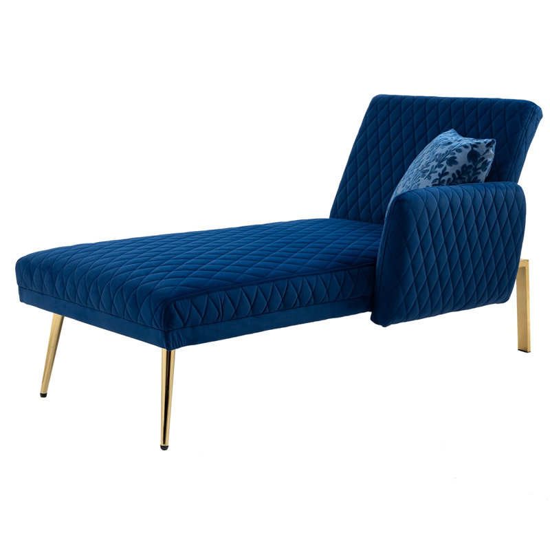 Chaise longue rembourrée Kix, 100 % polyester bleu marine
