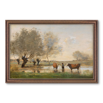 Vaches dans un paysage marécageux, v. 1873-1874-Jean-Baptiste-Camille Corot-Toile encadrée sur mesure