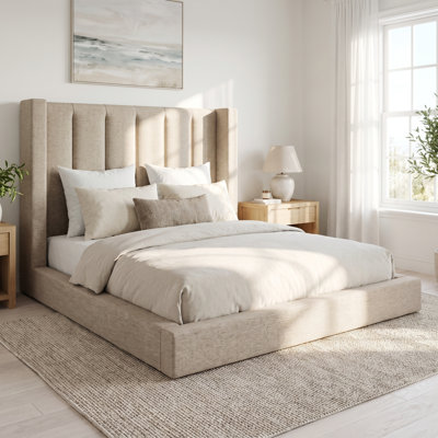 Helena Vertical Channel Wingback Upholstered Bed