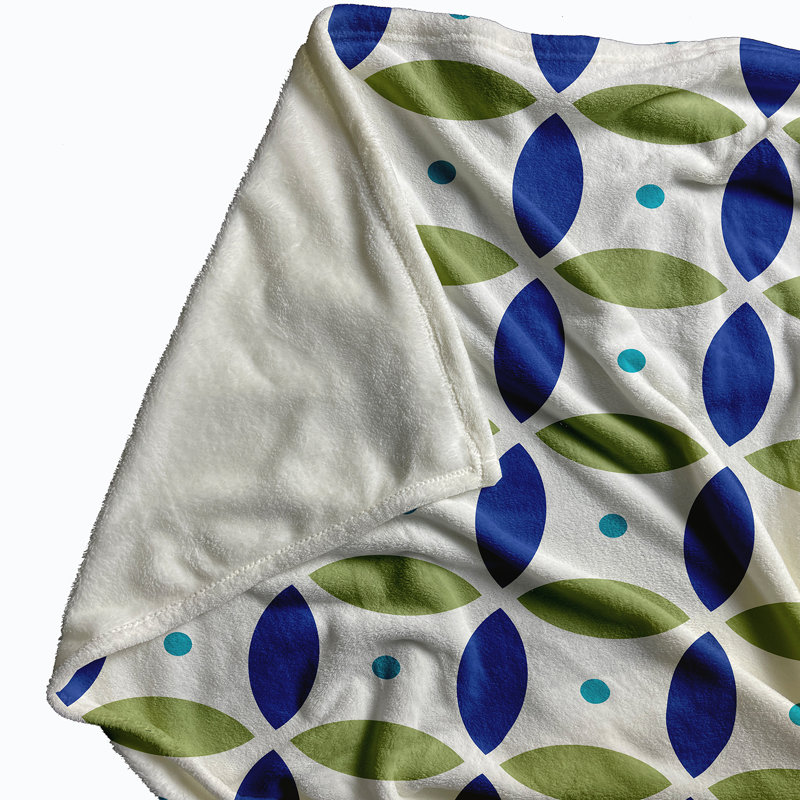 Tova Plain Weave / Muslin Throw Blanket, Navy/Green