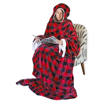 Cagoule à capuche pour adulte, femmes et hommes, jeté en peluche chaud et moelleux avec douillette et housse de télévision à capuchon pour canapé, 72 po x 55 po