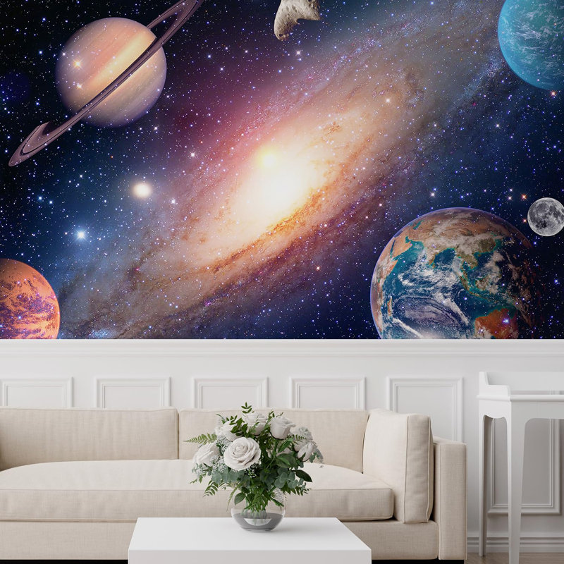 Planet In Outer Space Galaxy Peel & Stick Border, 72" L x 144" W