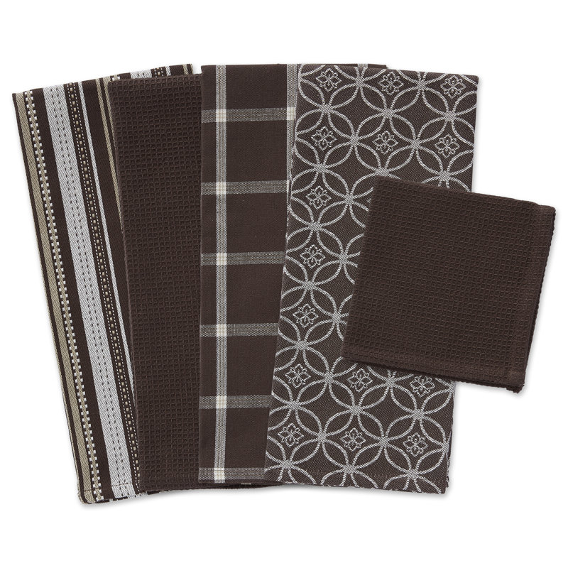 Linge à vaisselle assorti, Marron foncé