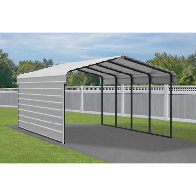 Steel Carport With 1 Side Wall Kit, 12X20X7
