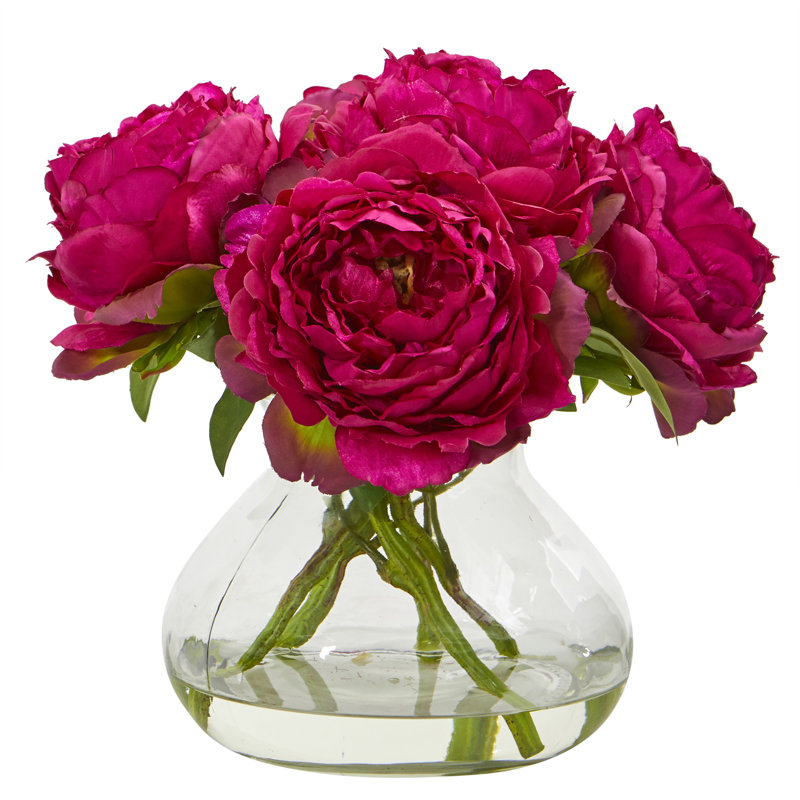 Arrangement floral artificiel pivoines à vase, Orchidée