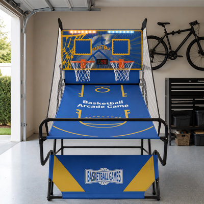 Dual Shot Foldable Basketball Arcade Game with LED Scoreboard, 4 Balls and Pump