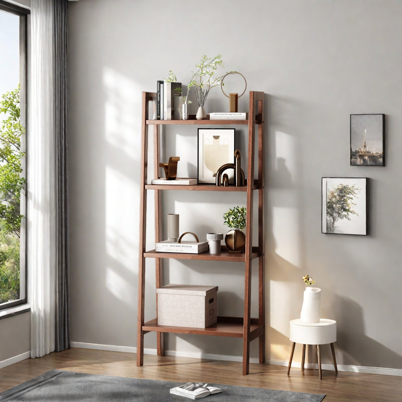 High-quality and stylish bookcase, (4 tablettes) H 59,4 po x l 23,6 po x P 13,7 po, Marron foncé