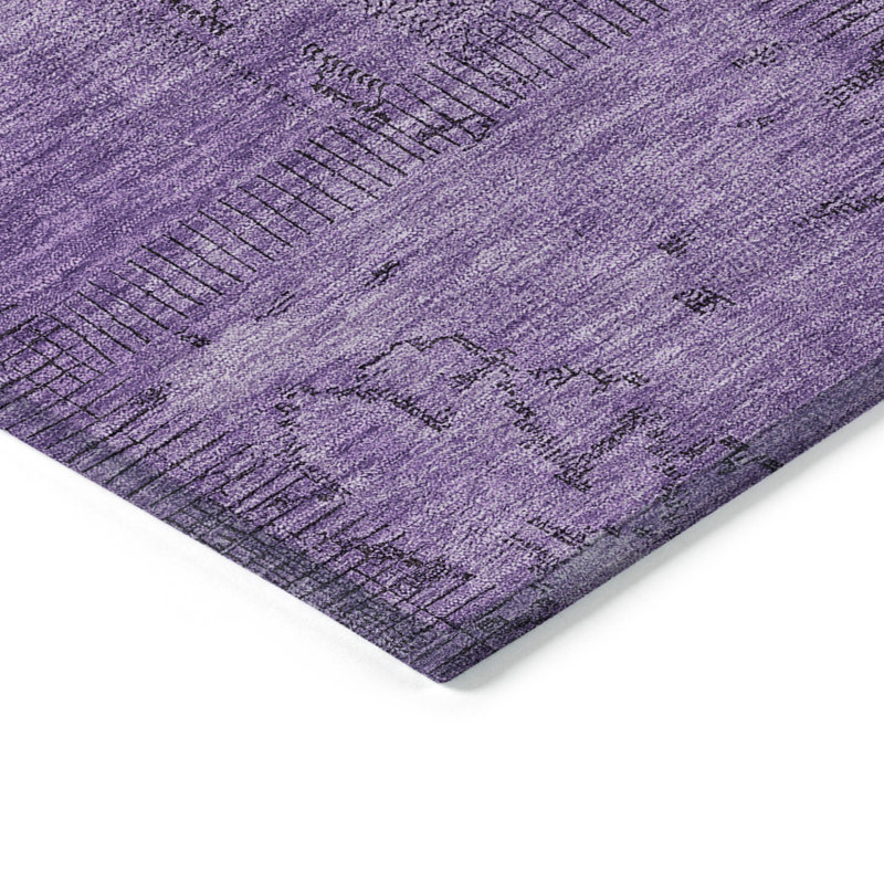 Tapis intérieur lavable 8 pi x 10 pi aubergine mauve et gris