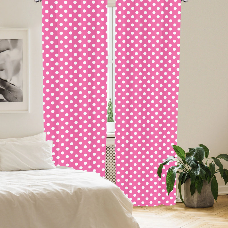 Polka Dots Semi-Sheer Rod Pocket Curtain Panels, 28" x 84"