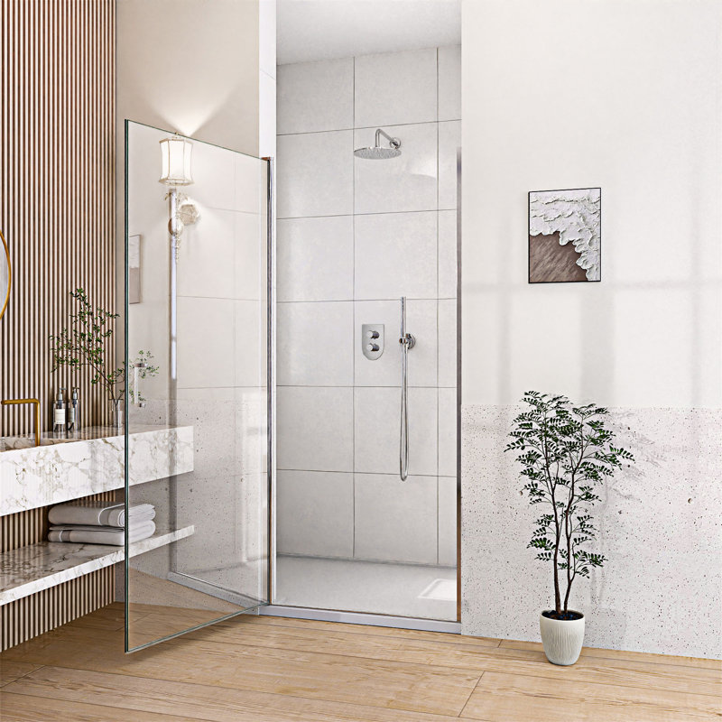 Porte de douche pivotante semi-sans cadre, Chrome chrome