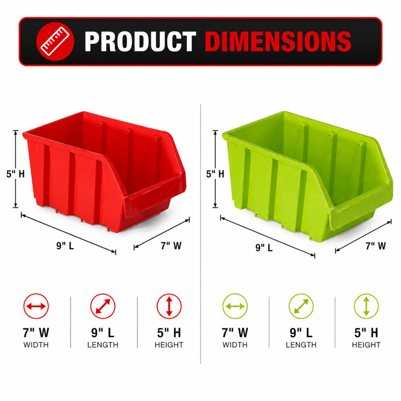 2 Red & 2 Green Stackable Easy-Access Storage Organizer Basket, 2 Green & 2 Red