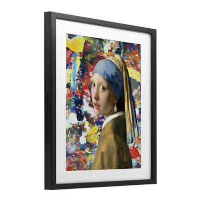 «Modern Splatter Iconic Pearl Earic», reproduction sous verre encadrée, design par Grotto Studios