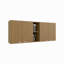 Armoire murale H 24 po, quatre portes, deux tablettes de rangement ouvertes, deux tablettes internes, porte-assiettes et rangement en verre-890775928