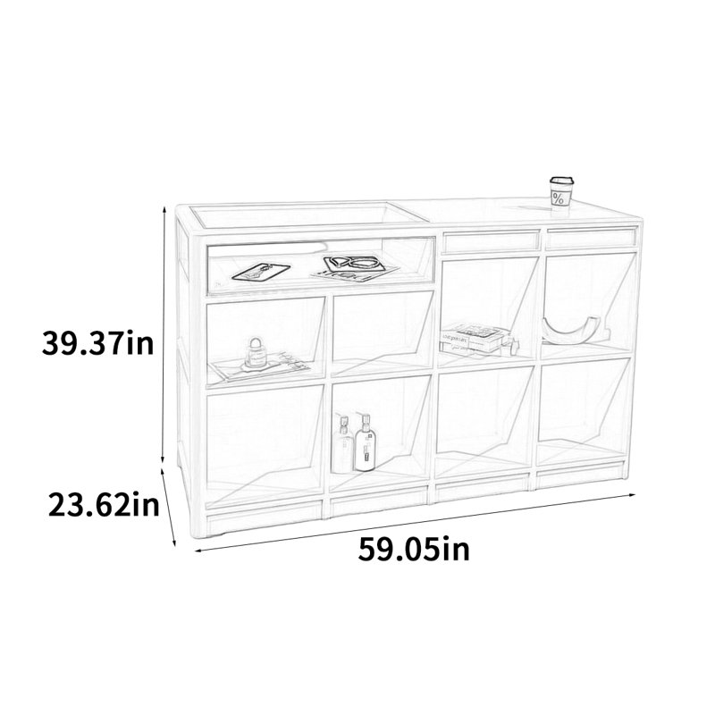 Armoire pour îlot central de style crème, H 39,37 po x l 59,05 po x P 23,62 po