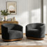 Fauteuil demi-tonneau pivotant en chenille avec dossier ergonomique et pieds en bois massif de 31,5 po Berklie
