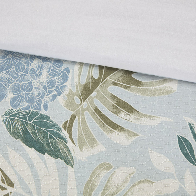 6 Piece Oversized Cotton Comforter Set With Throw Pillow Blue Queen