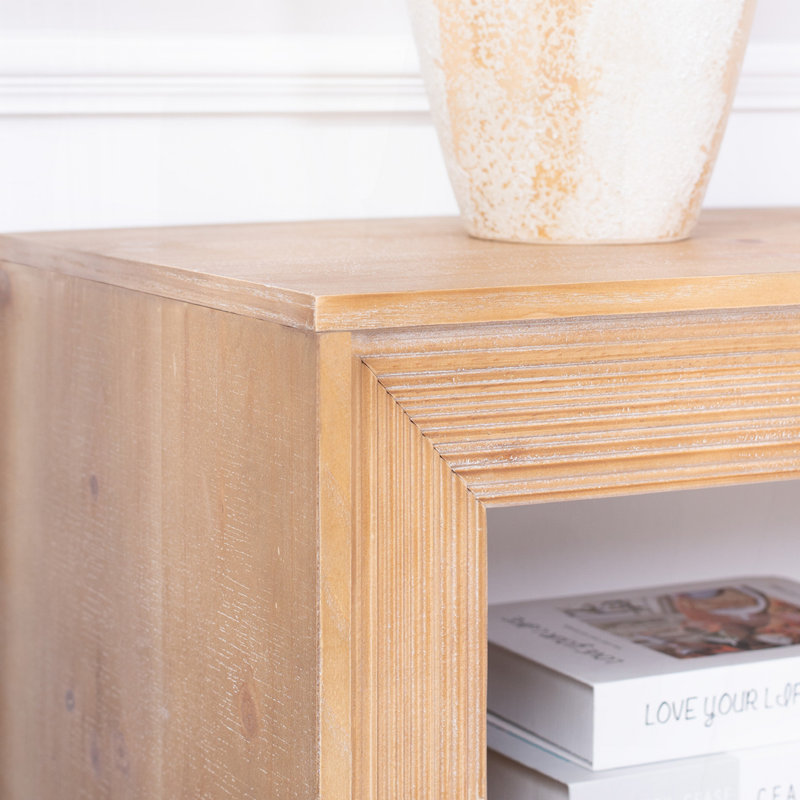 Console rustique en bois massif avec tablette de rangement