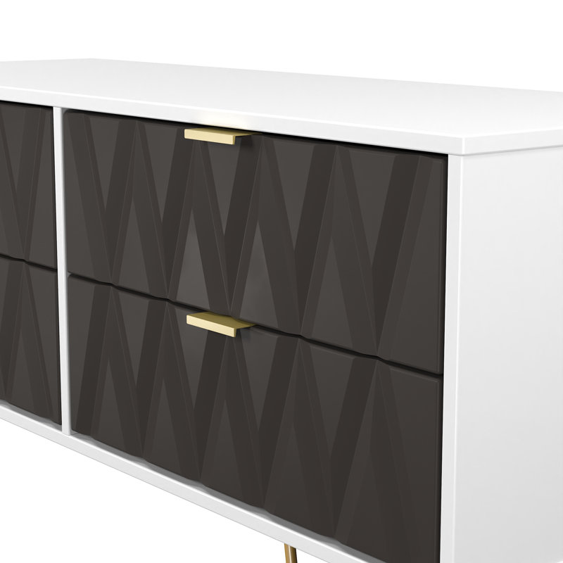 Baturhan 115cm W 4 - Drawer Chest of Drawers, Graphite/White