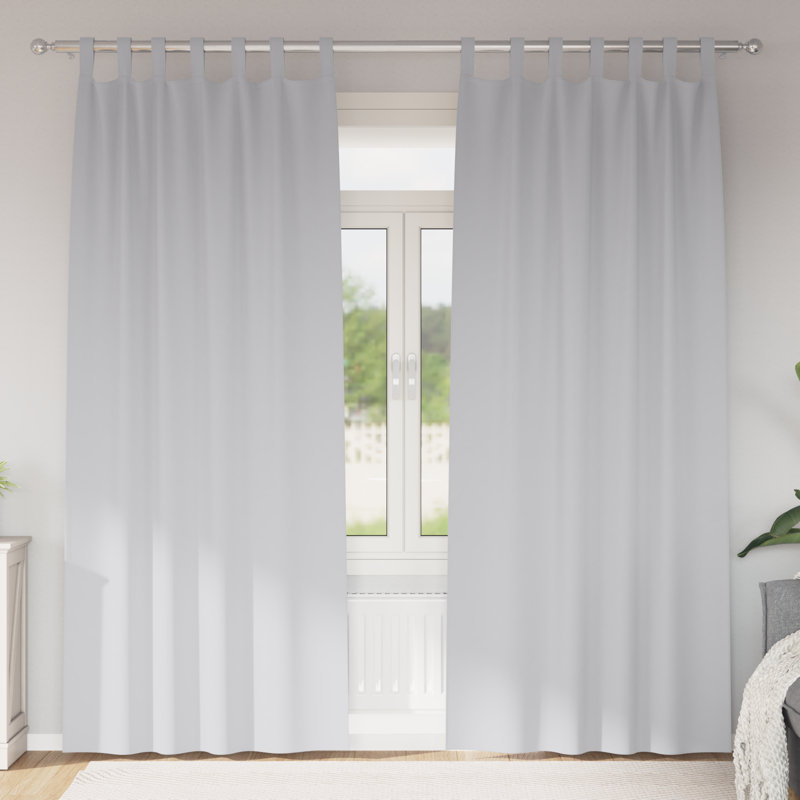 Curtains With Curtains 2 Pcs Polyester, Pale Grey, 140cm Width x 225cm Drop