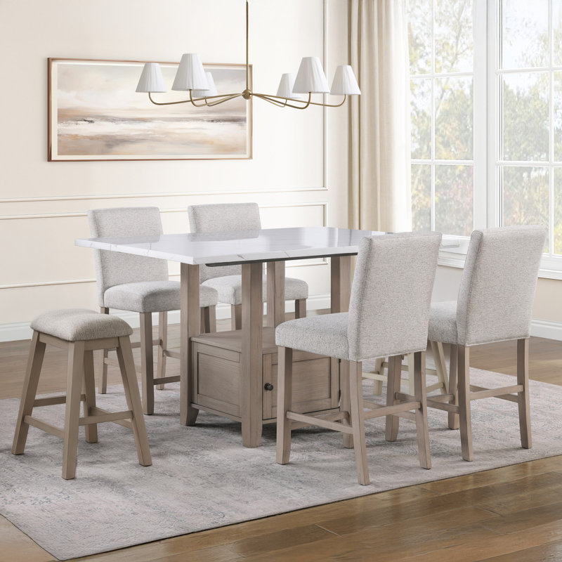 Taylor Marble Table Dining Set, 7 Pieces: Table, 6 Chairs