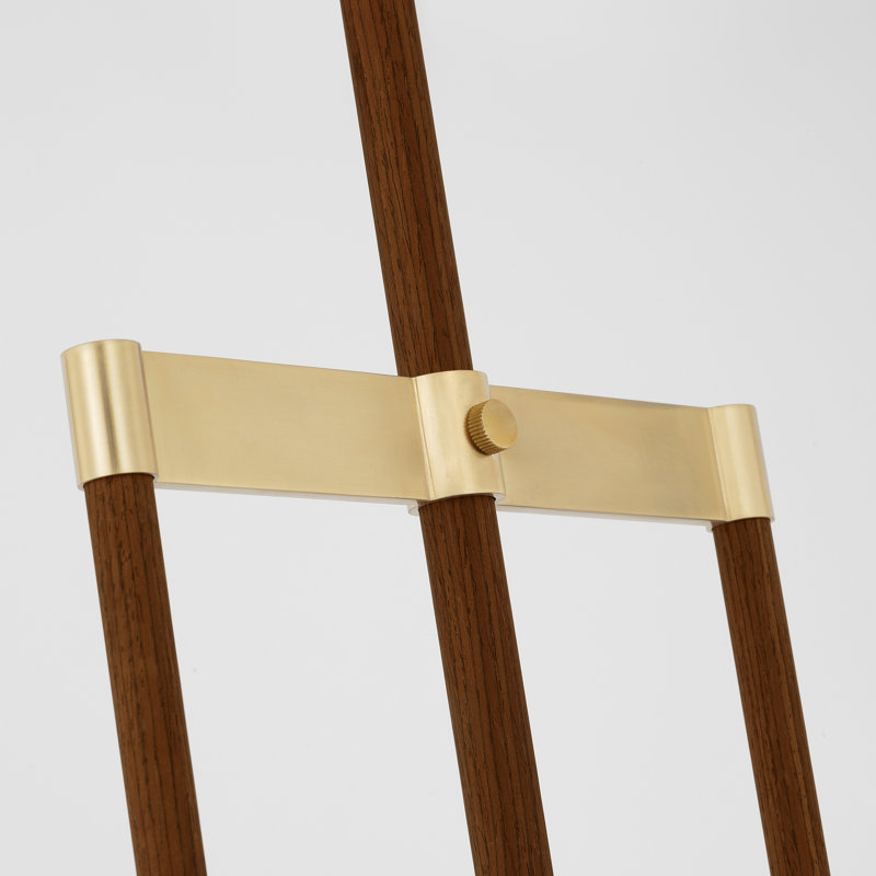 Alda Traditional Floor Lamp by Ray Booth, Antique/Burnished Brass/Walnut