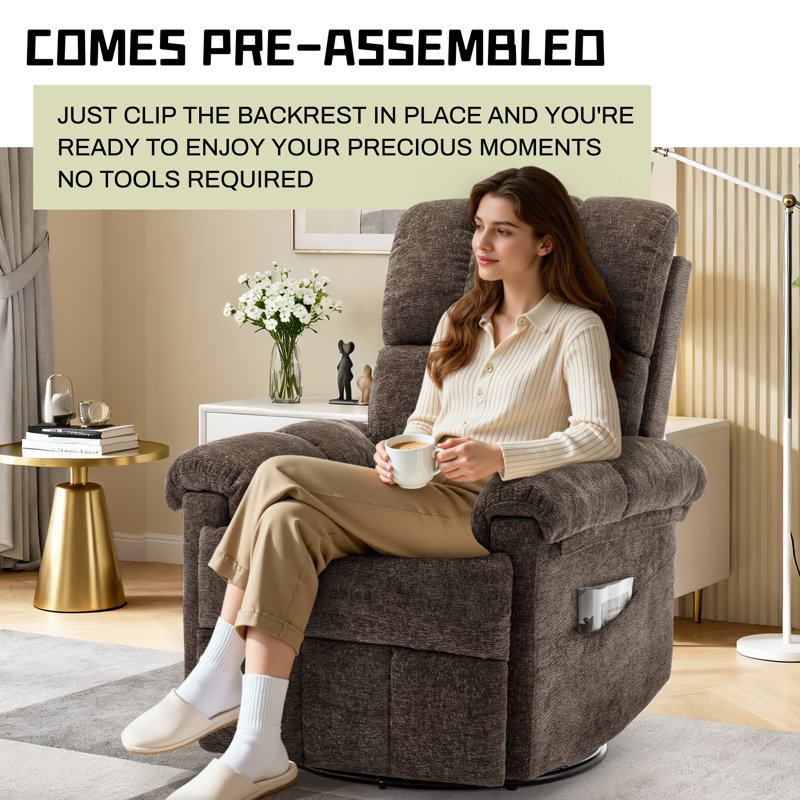 Recliner Chair,Rocker Recliners for Adults, Small Recliners for Small Spaces, Manual Recliner with Side Pockets for Living Room Bedroom