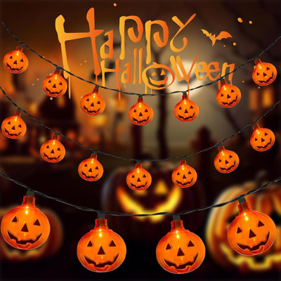 Pumpkin String Lights - 8.5Ft Orange Halloween Decorations With 10 LED Pumpkin Lights For Outdoor, Indoor, Window, Patio, Party Decor