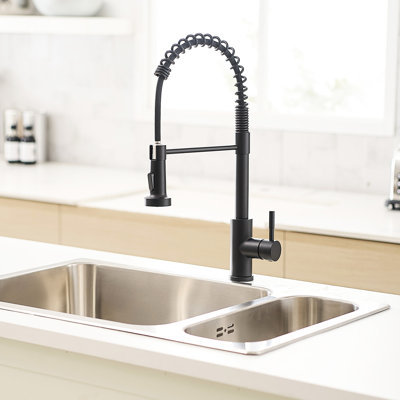 Robinet de cuisine en nickel brossé avec cartouche extractible en céramique, débit d'eau stable, facile à installer et à utiliser
