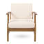 Chaise de patio en bois avec panneaux sophistiqués, structure club crème moderne de 4,00 po d'épaisseur