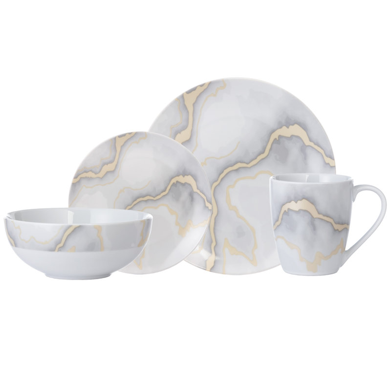 Amiyah Piece Porcelain China Dinnerware Set - Service for 4
