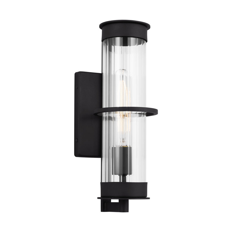 Alcona 1 - Light Outdoor Armed Sconce, Black, 14.88" H x 5" W x 5" D