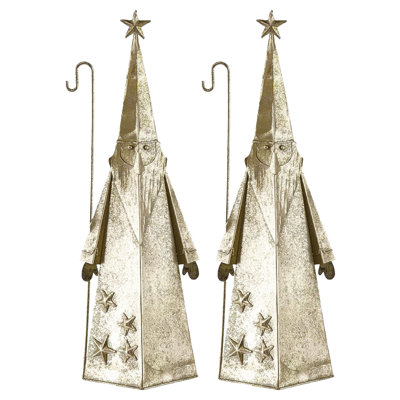 Santa Decor - Set of 2 - 6" x 3" x 16.3" - Gold