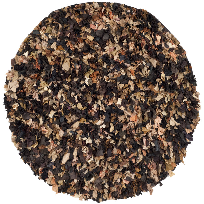 Tapis brun à poils longs Godsey, Rond 6 pi