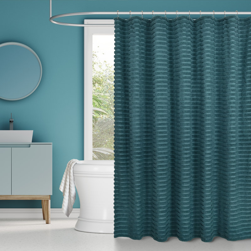 Teal Polyester Standard Stripe Shower Curtain