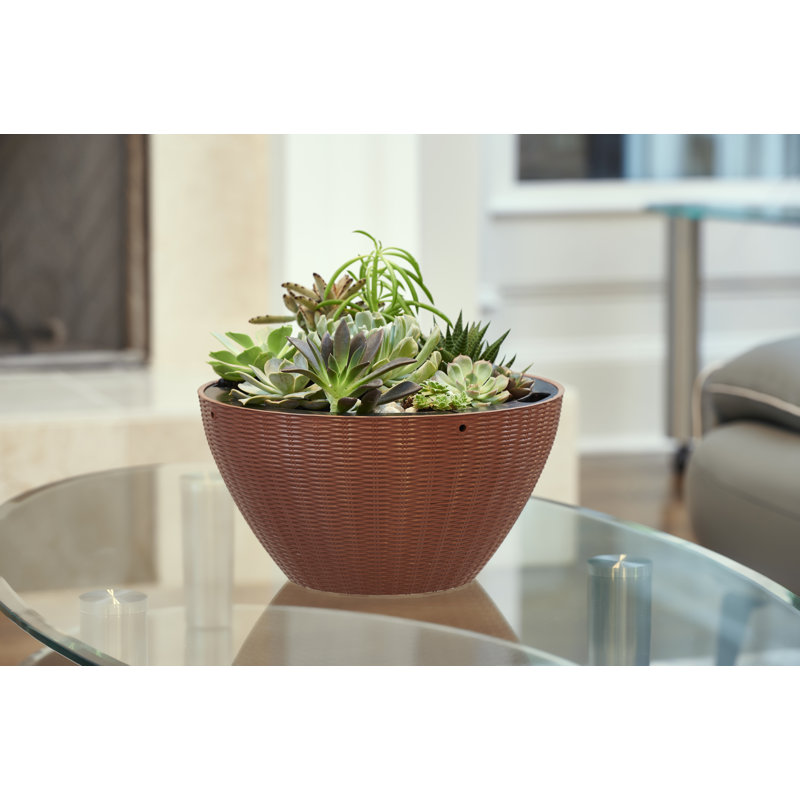 Rustic Brown High-Density Resin Self-Watering Hanging Planter