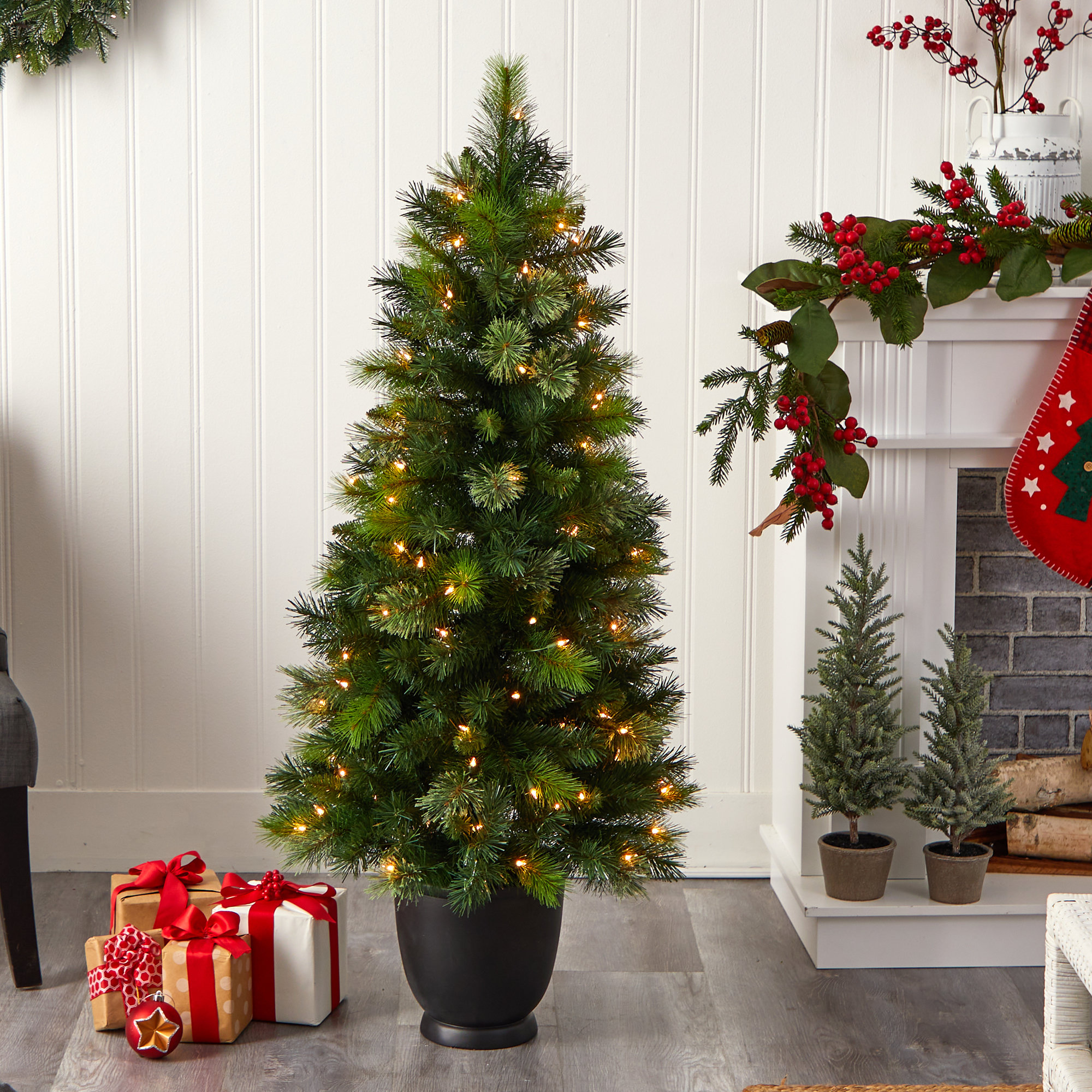 54' Lighted Artificial Pine Christmas Tree