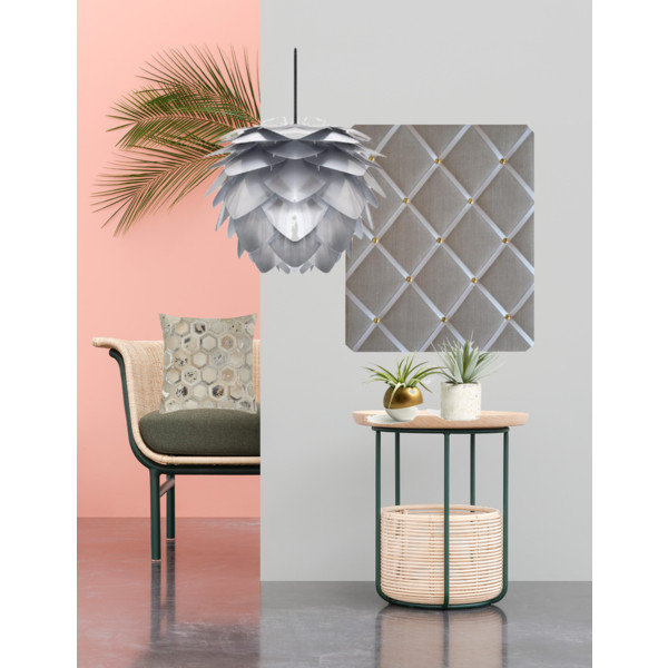Fabric Covered, 48cm H x 28cm W, Light Grey/Copper