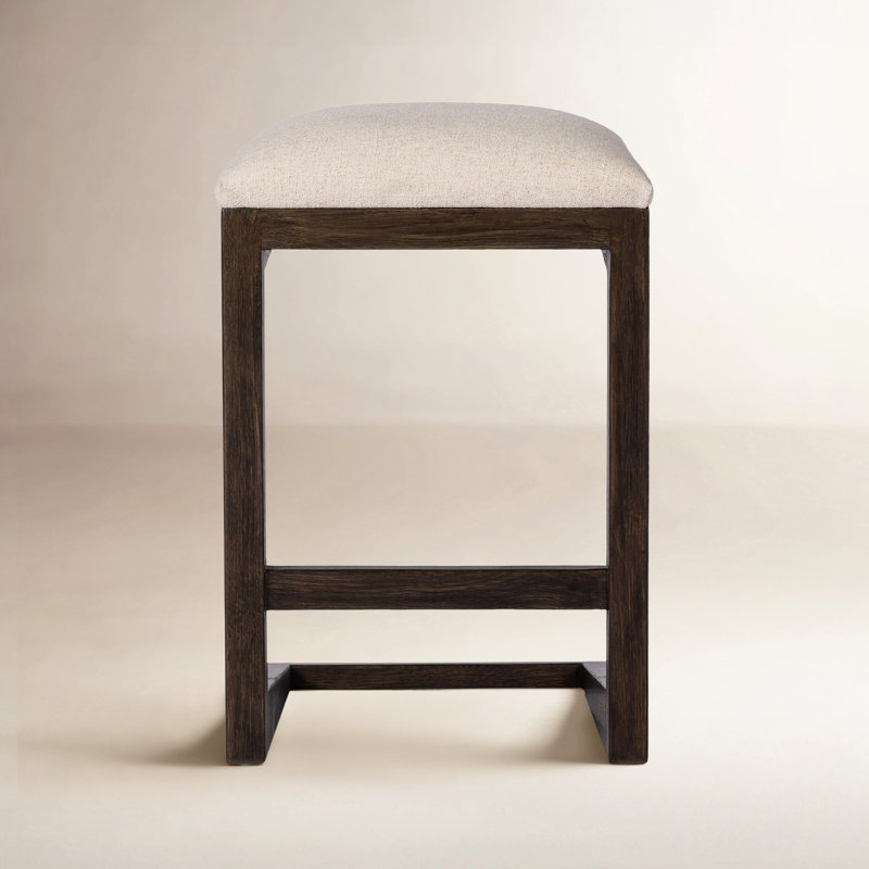 Cicily Bar Stool, Counter Stool (27" Seat Height), Cream, Sienna Brown Oak