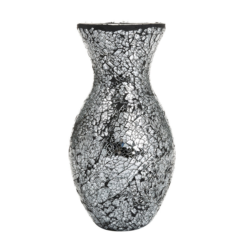 Thomson Handmade Glass Table Vase, Black Silver