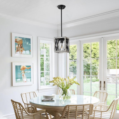 Farmhouse Pendant Light With Metal Cage,1 Light Pendant Lighting For Kitchen Island,39 Inch Adjustable Rods For Flat And Slop Ceiling,Kitchen Island Hallway Foyer
